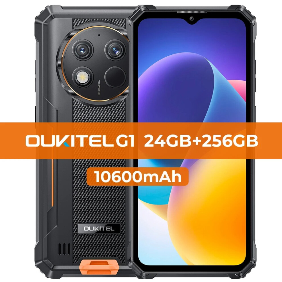 (orange) Oukitel G1 Rugged smartphone 10600mAh 24GB+256GB