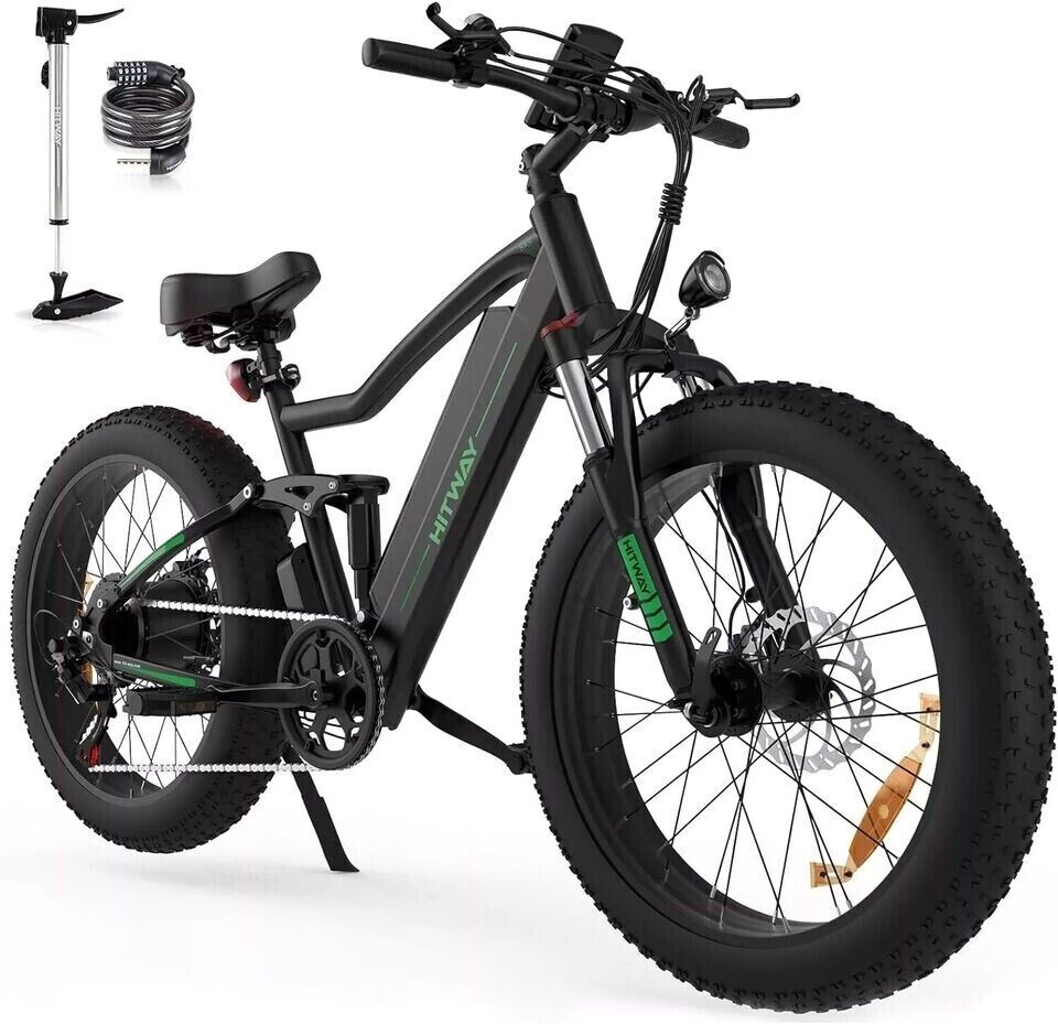 HITWAY BK9 Electric Mountain Bike 48V 15Ah Fat Tire EBike for Adults