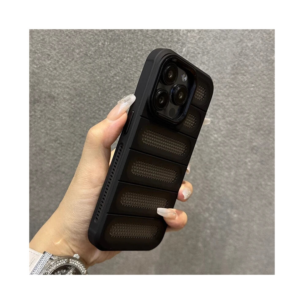 (Black, For iPhone 14Pro Max) Luxury Heat Dissipation Breathable Hole Case For iPhone 15 14 13 12 11