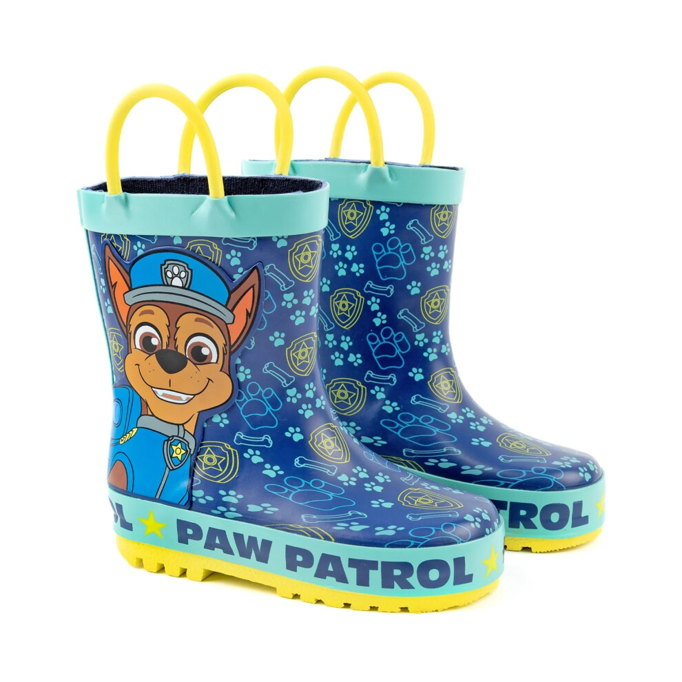 (9 UK Child, Blue/Yellow) Paw Patrol Boys Chase Garden Wellies