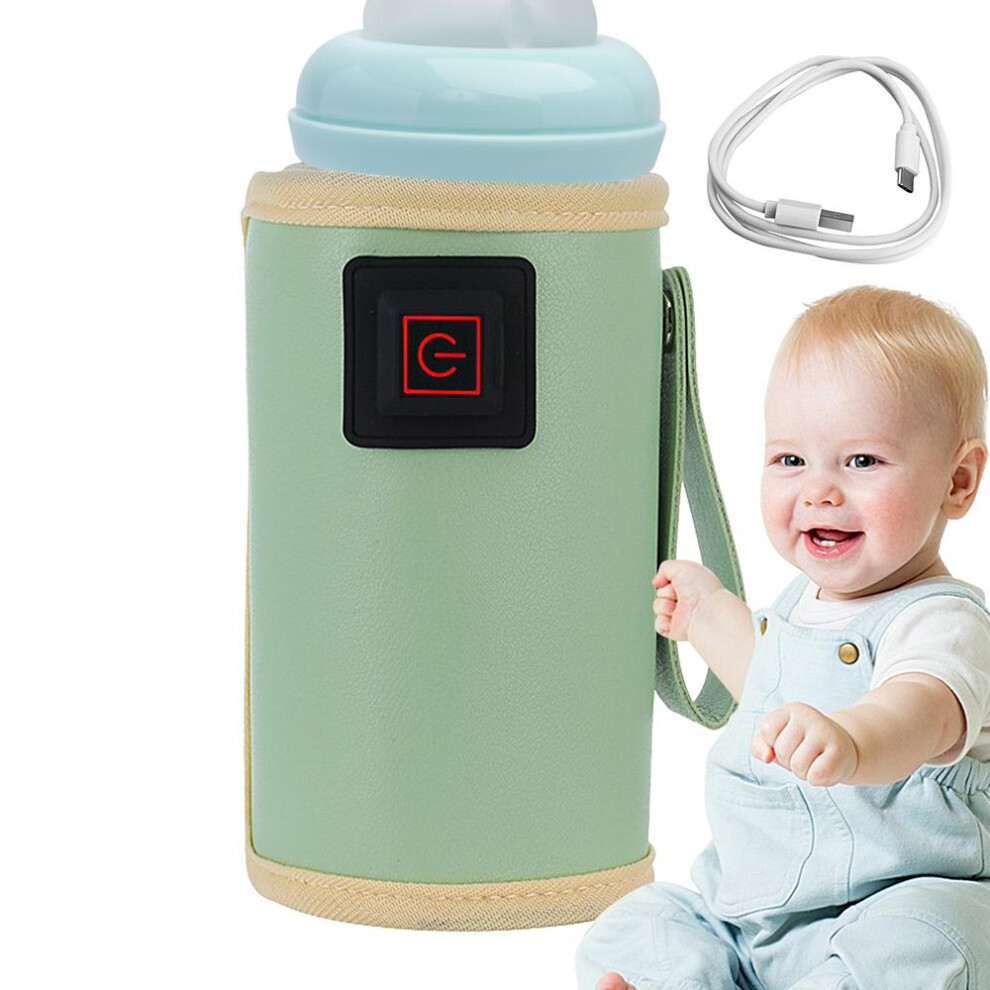 (Green) Portable Bottle Warmer Milk Heating Sleeve 3 Gears Temperature Adjustable Fast Heating Milk Heat Keeper For Car Travel Green