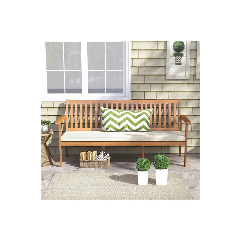 Total Tactic HW72806WH Outdoor 3-Seat Wood Bench with Seat Cushion & Slatted Seat - White-image-OPC-PFHCGFF-NEW