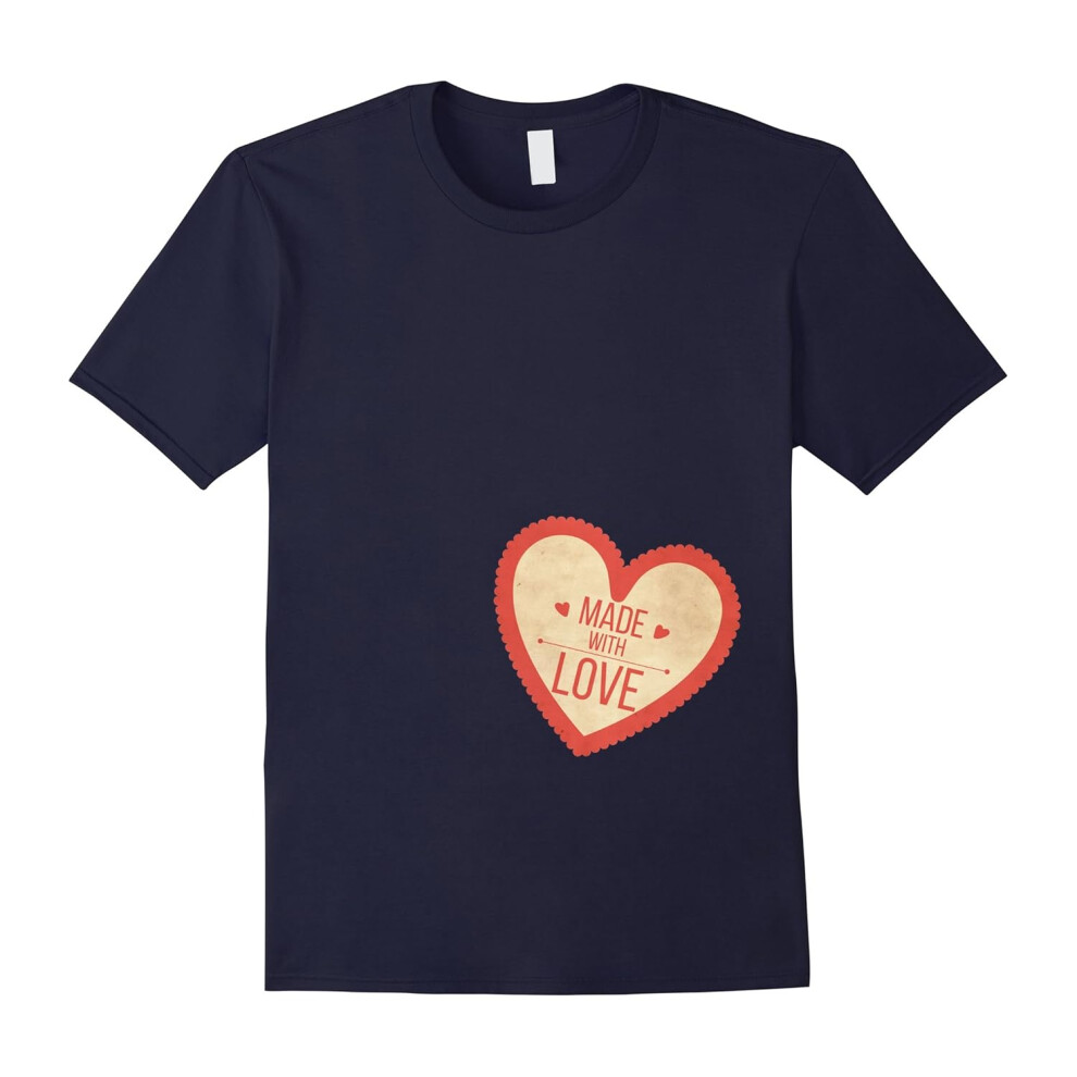 (S) Made With Love Valentines Day Maternity Pregnancy T-Shirt-Father's Day