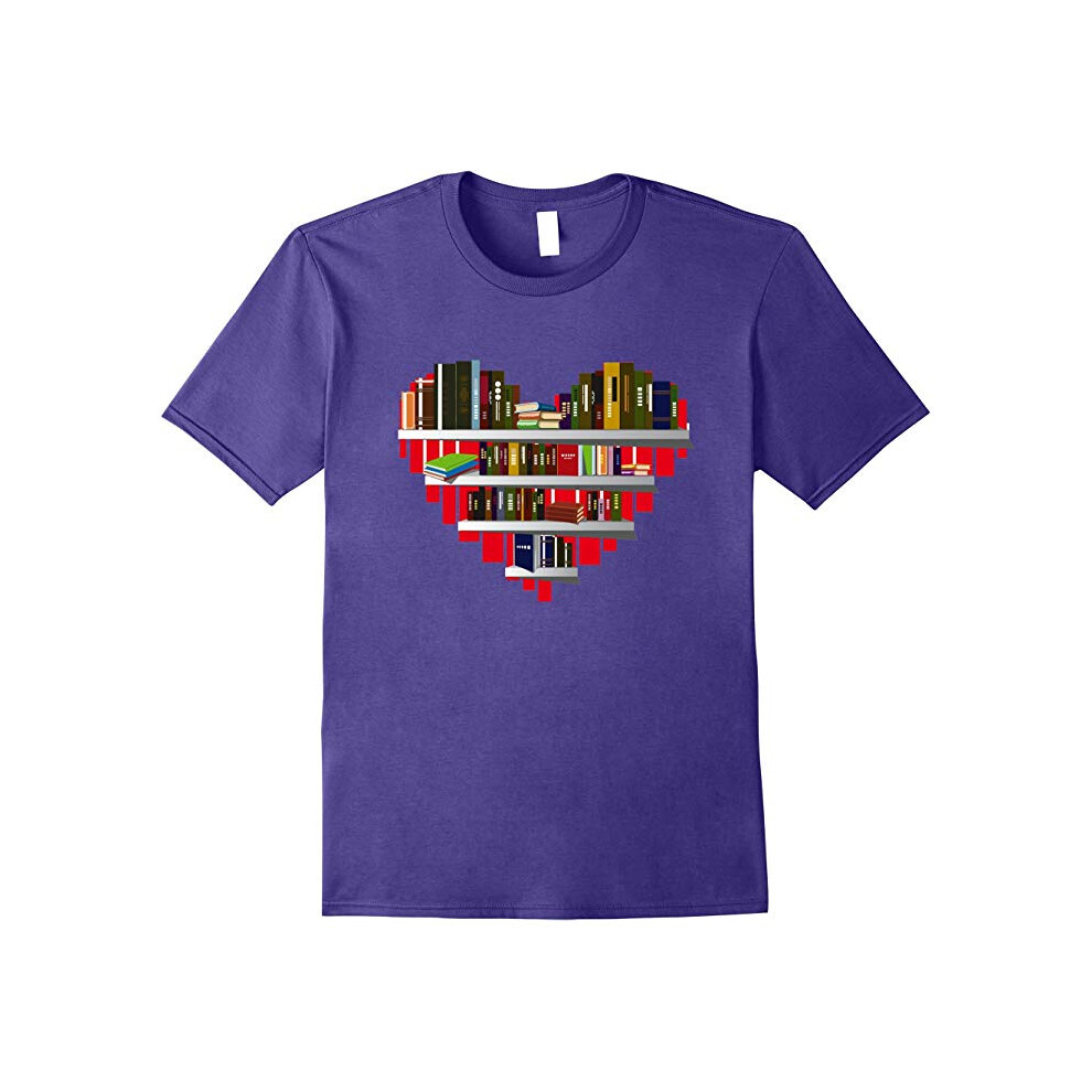 (L) Book T-Shirt Reading Father's Dayub Librarian Library Love Heart Tee-Father's Day