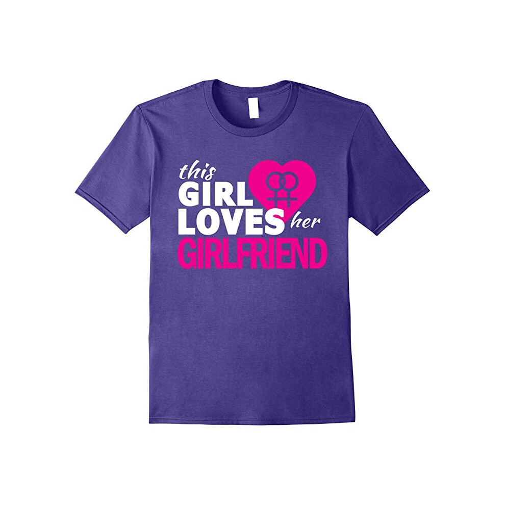 (M) This Girl Loves Her Girlfriend Lesbian Quote Gift T-Shirt-Father's Day