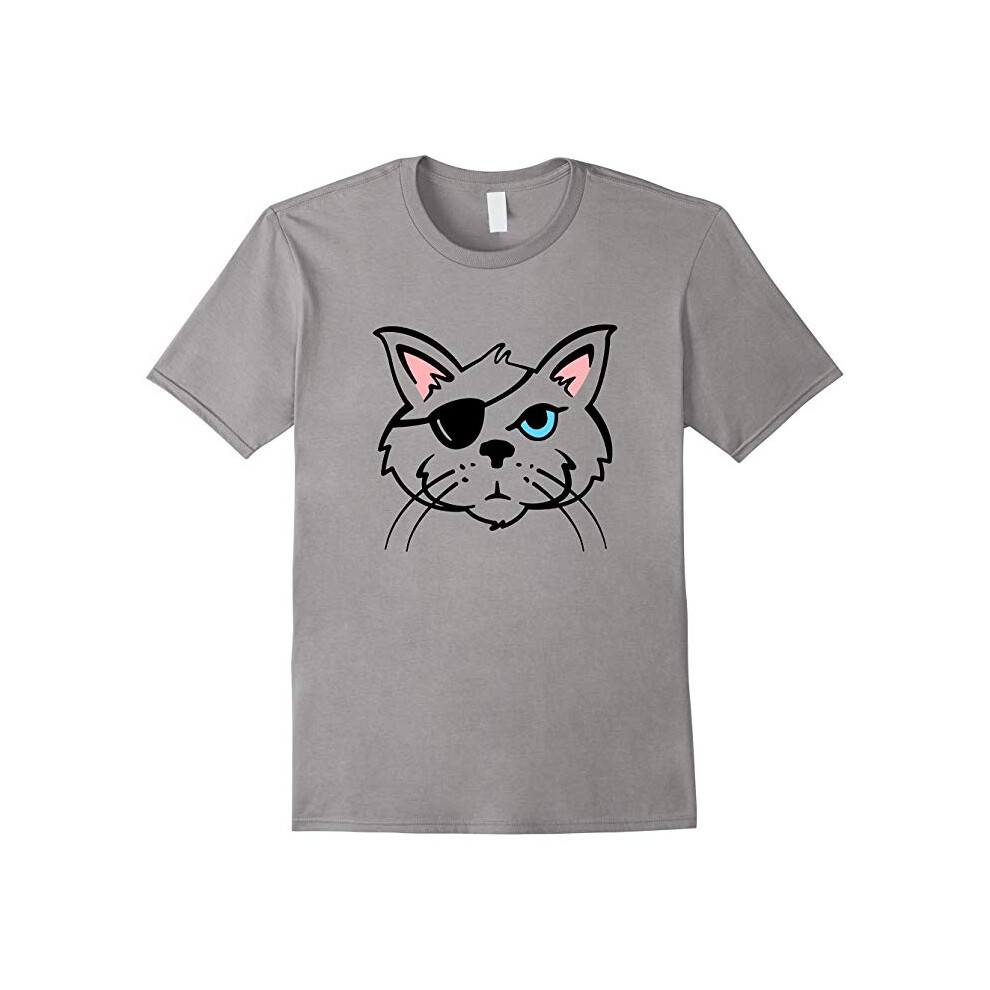 (M) One Eyed Cat Pirates Cat Lover T Shirt-Father's Day