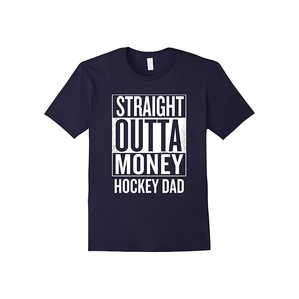 (XL) Straight Outta Money Hockey Dad Funny T Shirts-Father's Day