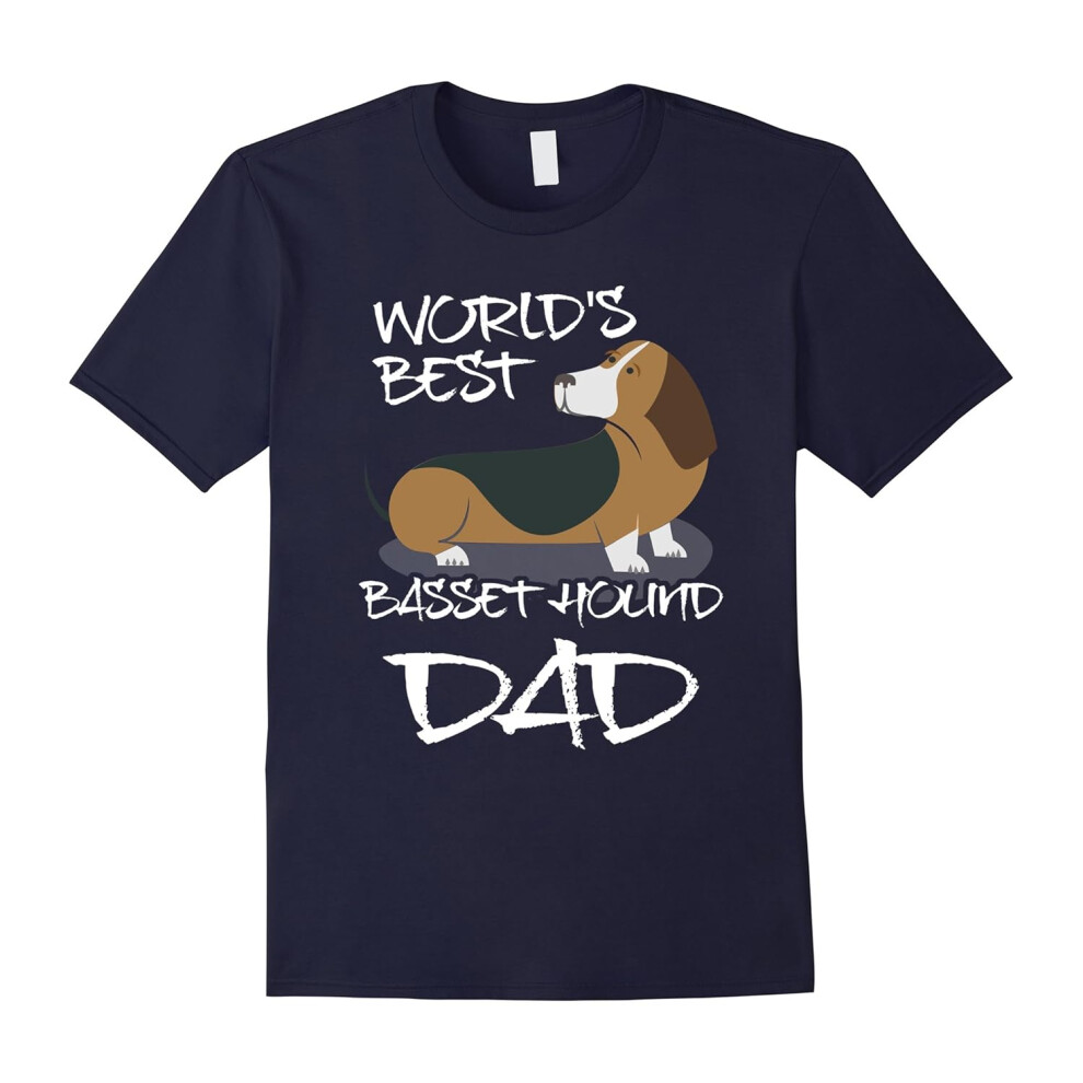 (L) Mens Worlds Best Basset Hound Dad Dog Owner Shirt Basset Hound Gift Tee Dad T-Shirt-Father's Day