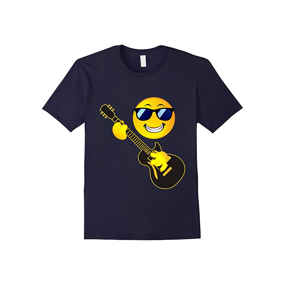 (L) Rock Music Emoji T-Shirt Smiley Face Guitar Sunglasses Love-Father's Day