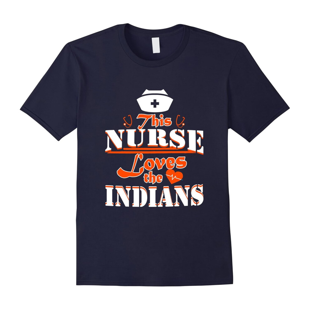 (M) Womens Sports Gear Baseball Tshirt Nurse Loves Indians-Father's Day