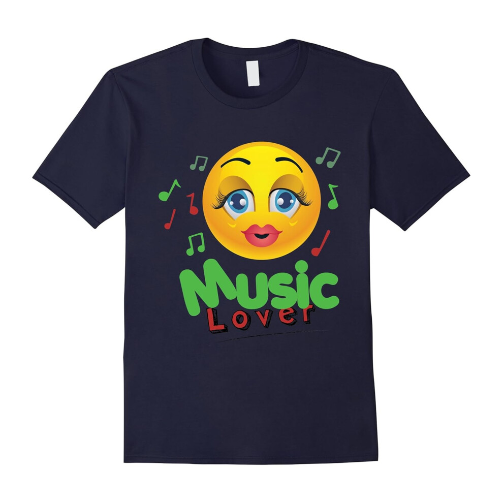 (M) Music Lover Emoji Happy Laughing Kiss Tunes Notes T-Shirt-Father's Day