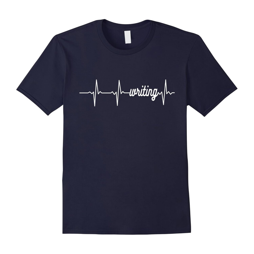 (L) Writing Shirt: Funny Love Heartbeat EKG Writer T-Shirt-Father's Day