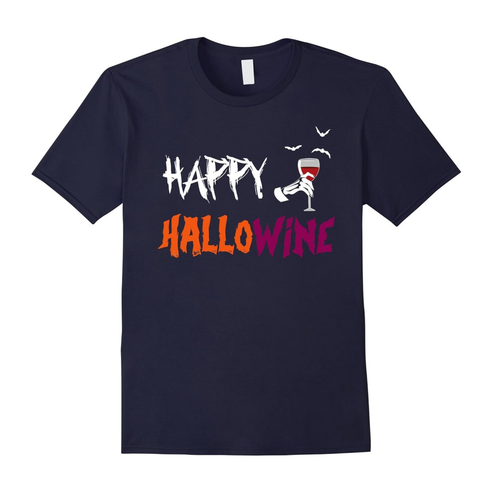 (XL) Halloween Shirts Happy Hallow Wine on October 31 tee gifts-Father's Day