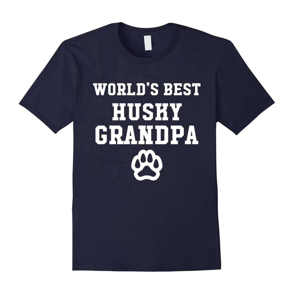 (S) World's Best Husky Grandpa Dog Lover Pawprint T-Shirt-Father's Day