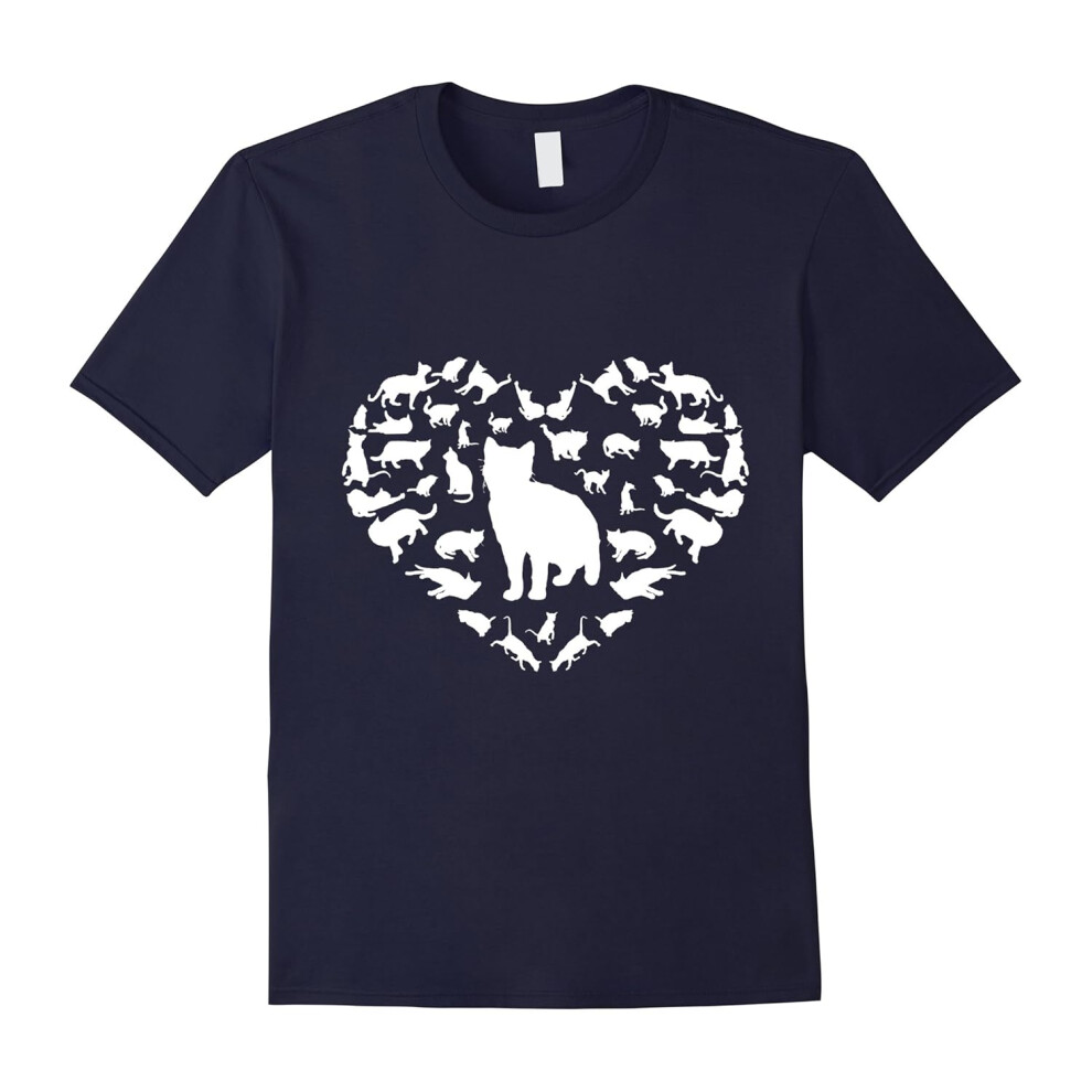 (L) Cat Heart Love For Cats Gift T-Shirt-Father's Day