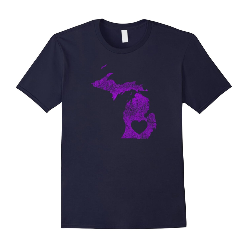 (XL) The Official Michigan âLove Heartâ T-Shirt (Bright Purple)-Father's Day