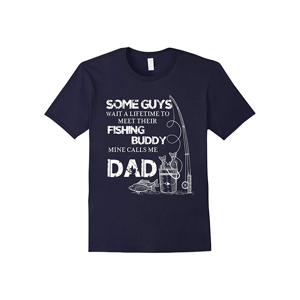 (XXL) Men's My Fishing Buddy Calls Me DAD T Shirt Proud Daddy tee Gift for Fathers Fishing Dad T-Shirt-Father's Day