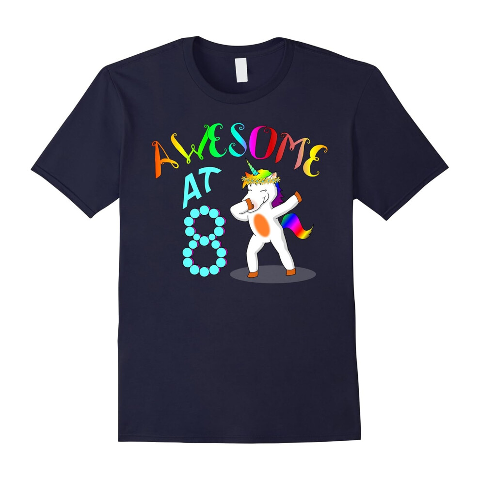 (S) Funny Dabbing Unicorn 8th Year Old Birthday Gifts Tee Shirts-Father's Day