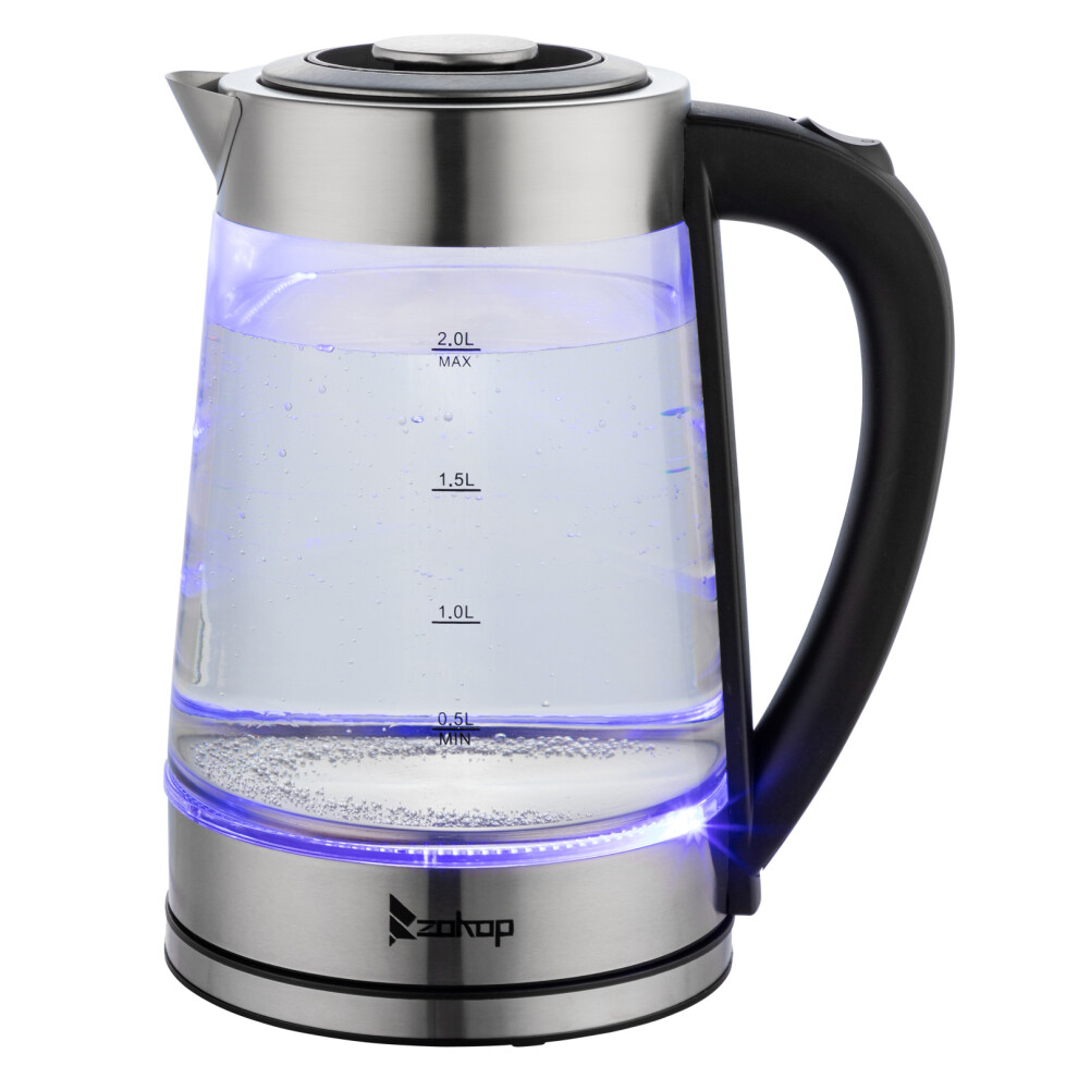 Zokop 2000w Illuminated Glass Kettles Led Cordless 2l Electric Jug Portable