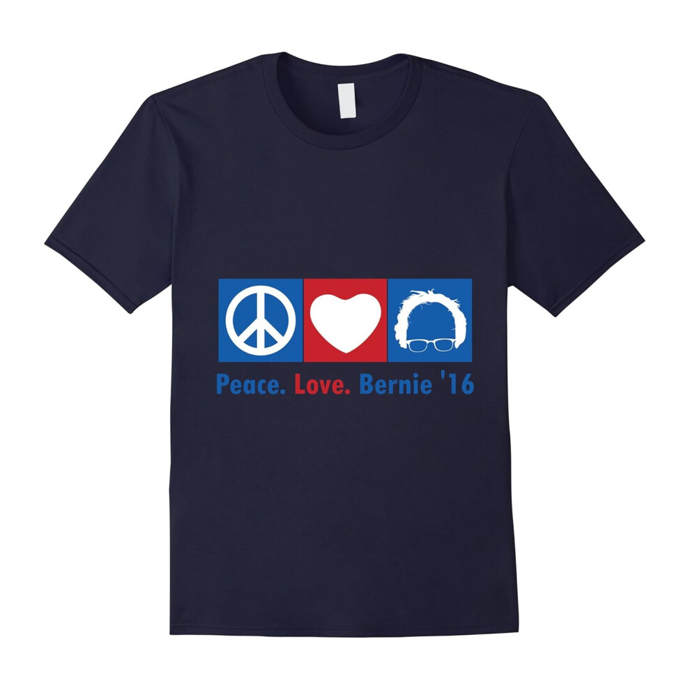 (M) Peace â Love â Bernie Sanders 2016 Funny President T Shirt-Father's Day