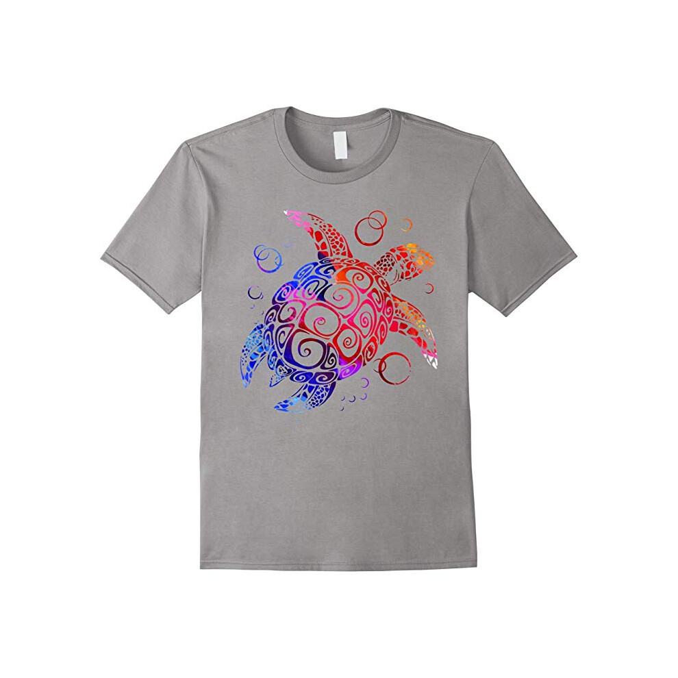 (S) Sea Turtle Shirts Watercolor Splash Love Turtles T-Shirt-Father's Day