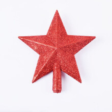 (Red, 15cm) Christmas Tree Top Star Decorations, Shiny Gold Powder, Five-Pointed