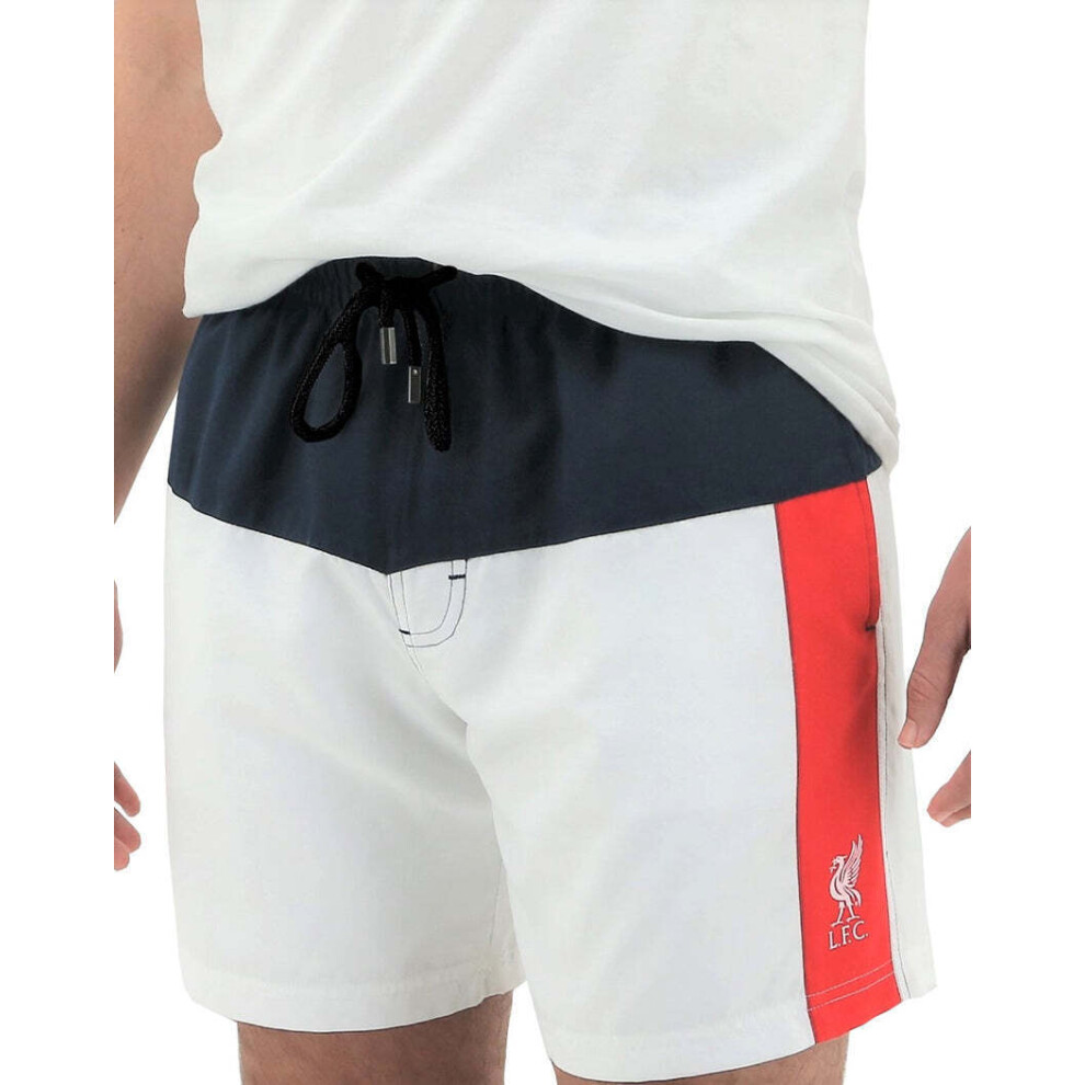 (M) Liverpool FC Mens Board Shorts Summer YNWA Liverbird LFC - White Logo