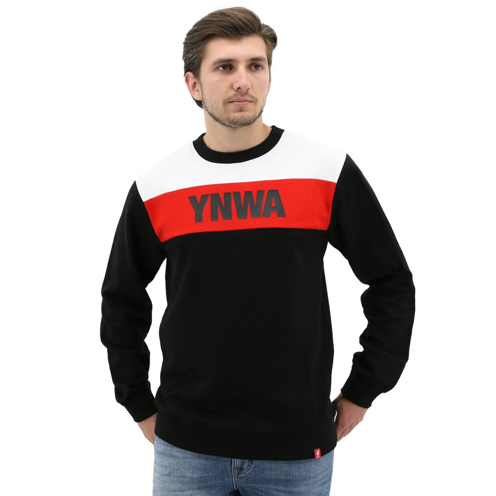 (L) Liverpool FC Mens Crew Jumper Sweatshirt Winter Warm Soccer Football LFC - Black