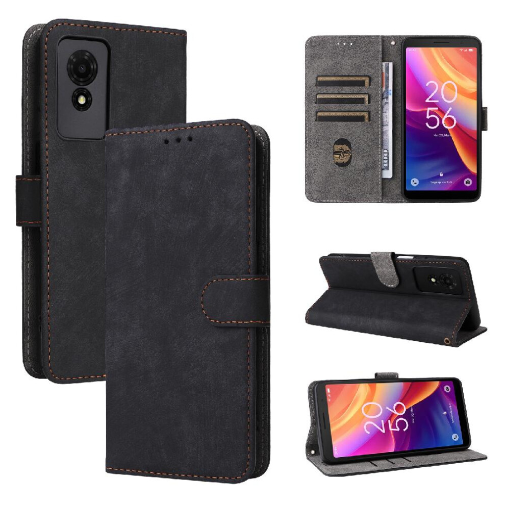 (Black) Case For Tcl 501 4G Flip Folio Wallet Pu Leather Magnetic Closure Card Slots Cover Rfid Blocking Black 764762829186