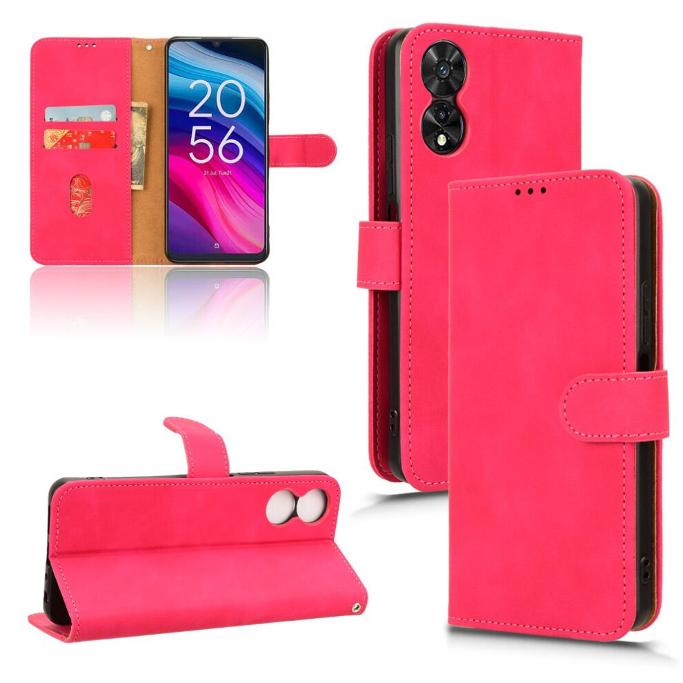 (Red) Case for Tcl 505/t509k/t5094 with Card Holder Kickstand Leather Folio Flip Case Protective Cover Card Insertion Full Protection