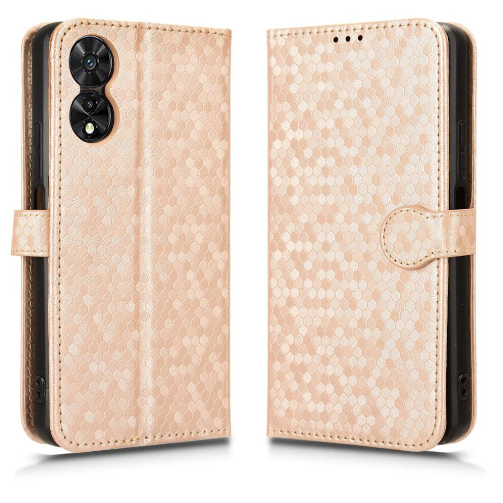 (Gold) Case For Tcl 505/T509k/T5094 Magnetic Clasp Geometric Pattern Leather Wallet Cover Gold 764762829605