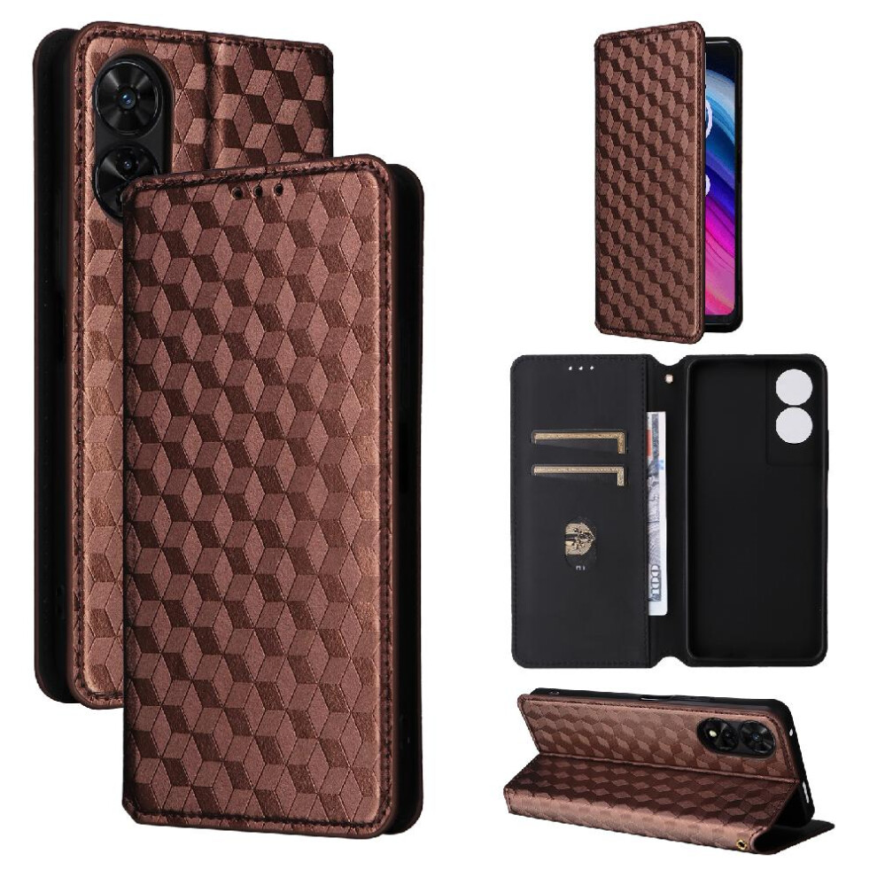 (Brown) Case For TCL 505/T509K/T5094 PU Leather 3D Pattern Card Slots Holder Wallet Magnetic Closure