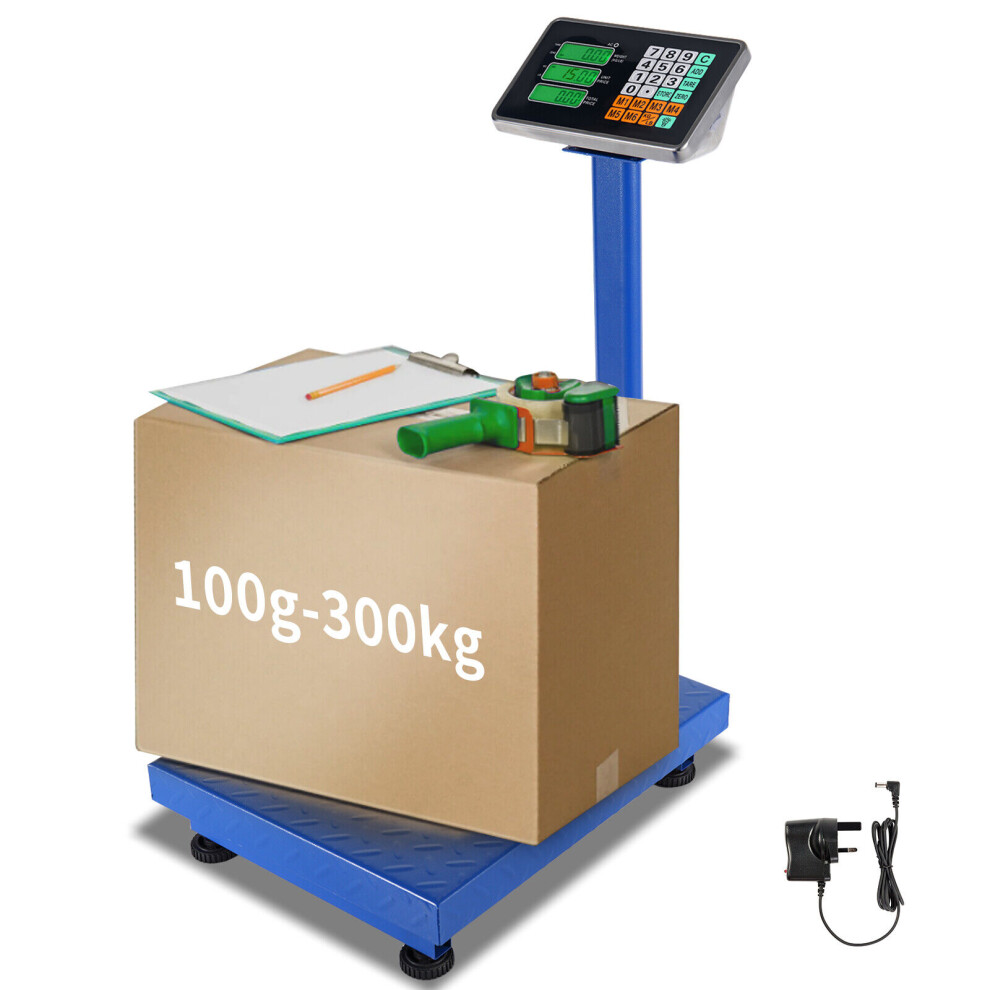 Digital Heavy Duty Platform Industrial Scale 300KG/660lb Backlit LCD Display UK