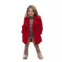 (Red, 5-6Years) Baby Kids Girls Coat Fur Parka Jacket Warm Lapel