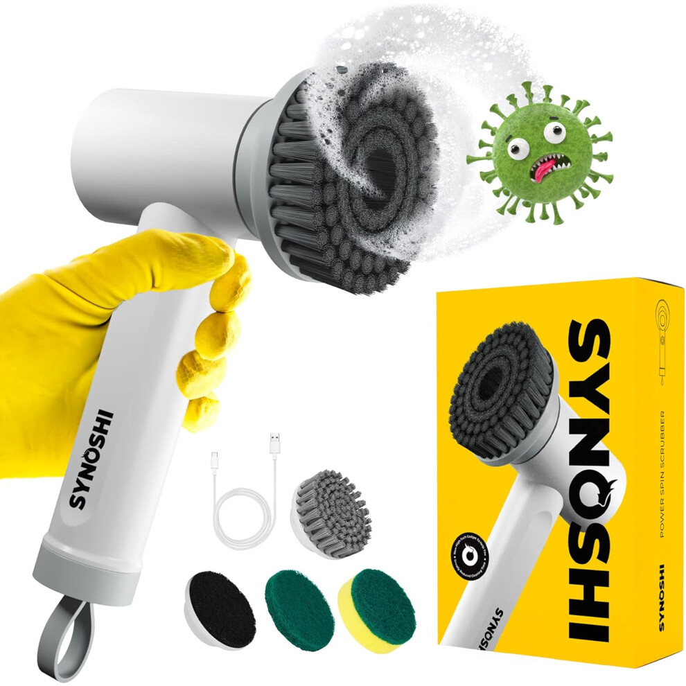 Electric Cleaning Brush, Rotating Brush with 3 Replaceable Brush Heads, 2 Adjustable Speeds, Cordless, Perfect for Bathroom, Shower, Tile, Car, Floor