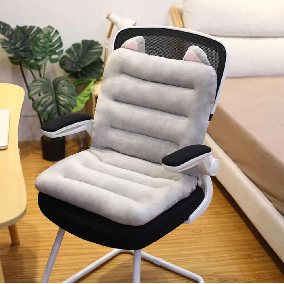 Grey Kitten Winter Plush Seat Cushion with Back Pad