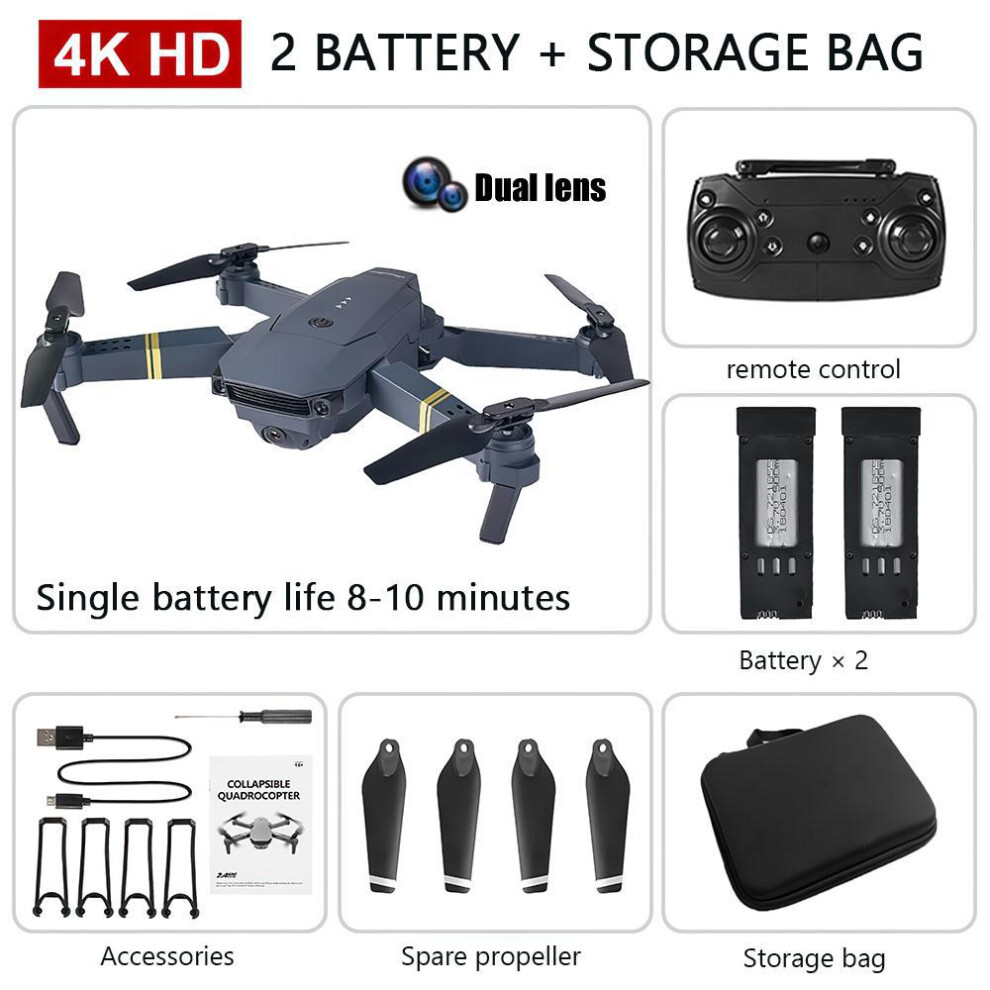 (dual camera 2 battery) E58 Rc Professional 4k/1080p Wifi Drone