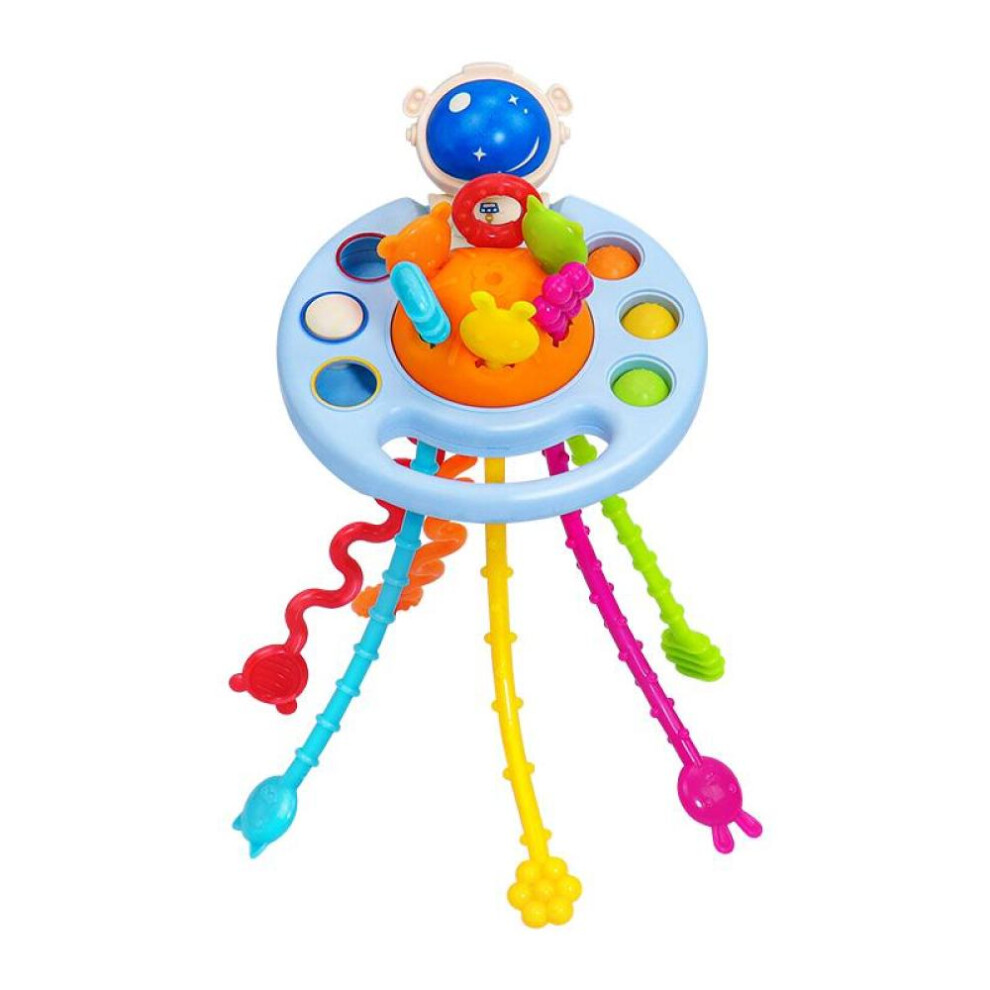 (Blue) Montessori Pull String Sensory Toys Baby 6 12 Months Silicone Activity Toys Development Educational Toys For Baby 1 To 3 Years Blue