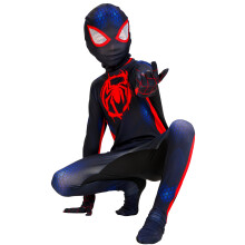 (8-10 Years) IKALI Kids Superhero Costumes, Spider Miles Jumpsuit with Mask for Boys Bodysuit Outfit Party Cosplay Clothing 3-12 Years