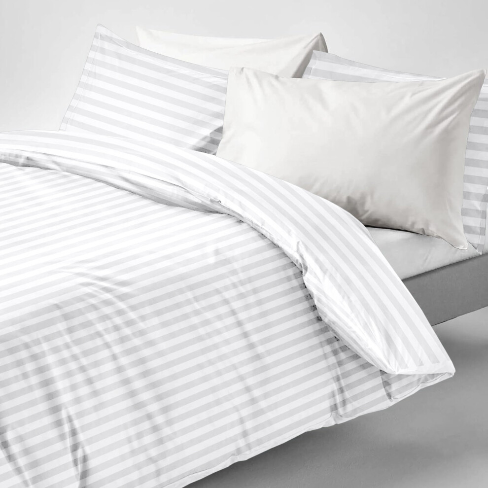 (Single Stripe Duvet Cover Set White) Reversible Duvet Cover White Bedding Sets Quilt