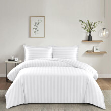 (Single Stripe Duvet Cover Set White) Reversible Duvet Cover White Bedding Sets Quilt