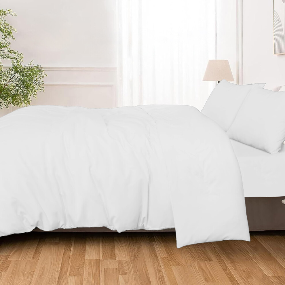 Imperial Rooms (Single Plain Duvet Cover Set White) Reversible Duvet Cover White Bedding Sets Quilt