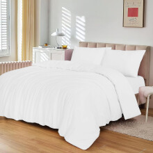 (Double Plain Duvet Cover Set White) Reversible Duvet Cover White Bedding Sets Quilt