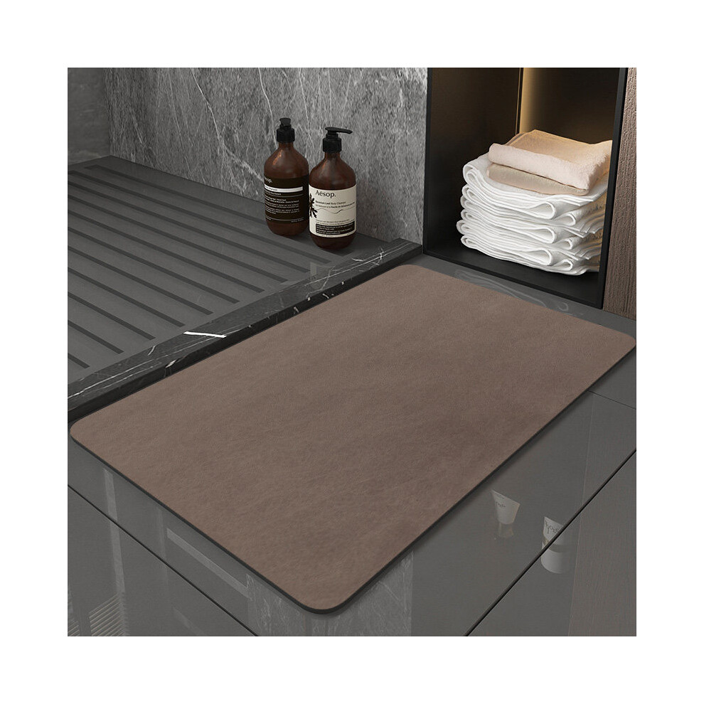 (Brown) Bath Mat Diatomite Bathmat Absorbent Mat 50X80cm Brown