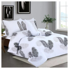 (Double Printed Duvet Cover Set White Leaf) Reversible Duvet Cover White Bedding Sets Quilt