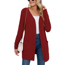 (e1, XL) SHOWMALL Women Lightweight Cardigan Long Sleeve Button Down V Neck Casual Lightweight Knit Sweater Open Front Cardigan, US Size 2XL, Black