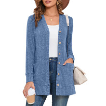 (d5, L) SHOWMALL Women Lightweight Cardigan Long Sleeve Button Down V Neck Casual Lightweight Knit Sweater Open Front Cardigan, US Size 2XL, Black