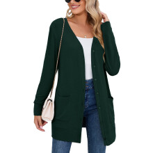 (a2, M) SHOWMALL Women Lightweight Cardigan Long Sleeve Button Down V Neck Casual Lightweight Knit Sweater Open Front Cardigan, US Size 2XL, Black