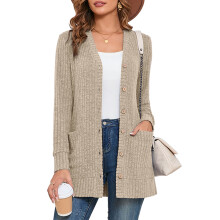 (f5, S) SHOWMALL Women Lightweight Cardigan Long Sleeve Button Down V Neck Casual Lightweight Knit Sweater Open Front Cardigan, US Size 2XL, Black