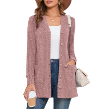 (b5, L) SHOWMALL Women Lightweight Cardigan Long Sleeve Button Down V Neck Casual Lightweight Knit Sweater Open Front Cardigan, US Size 2XL, Black